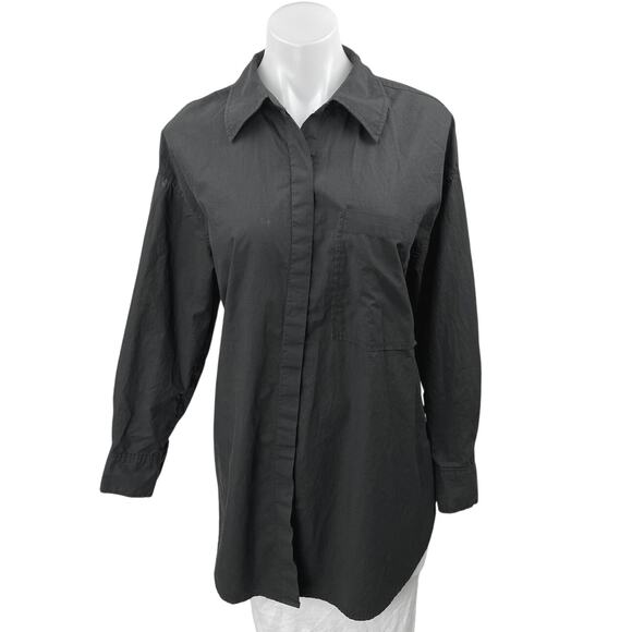 Rails Tops - Rails Women's Black Pocket Long Sleeve Collar Button Down Tunic Shirt Top Size M